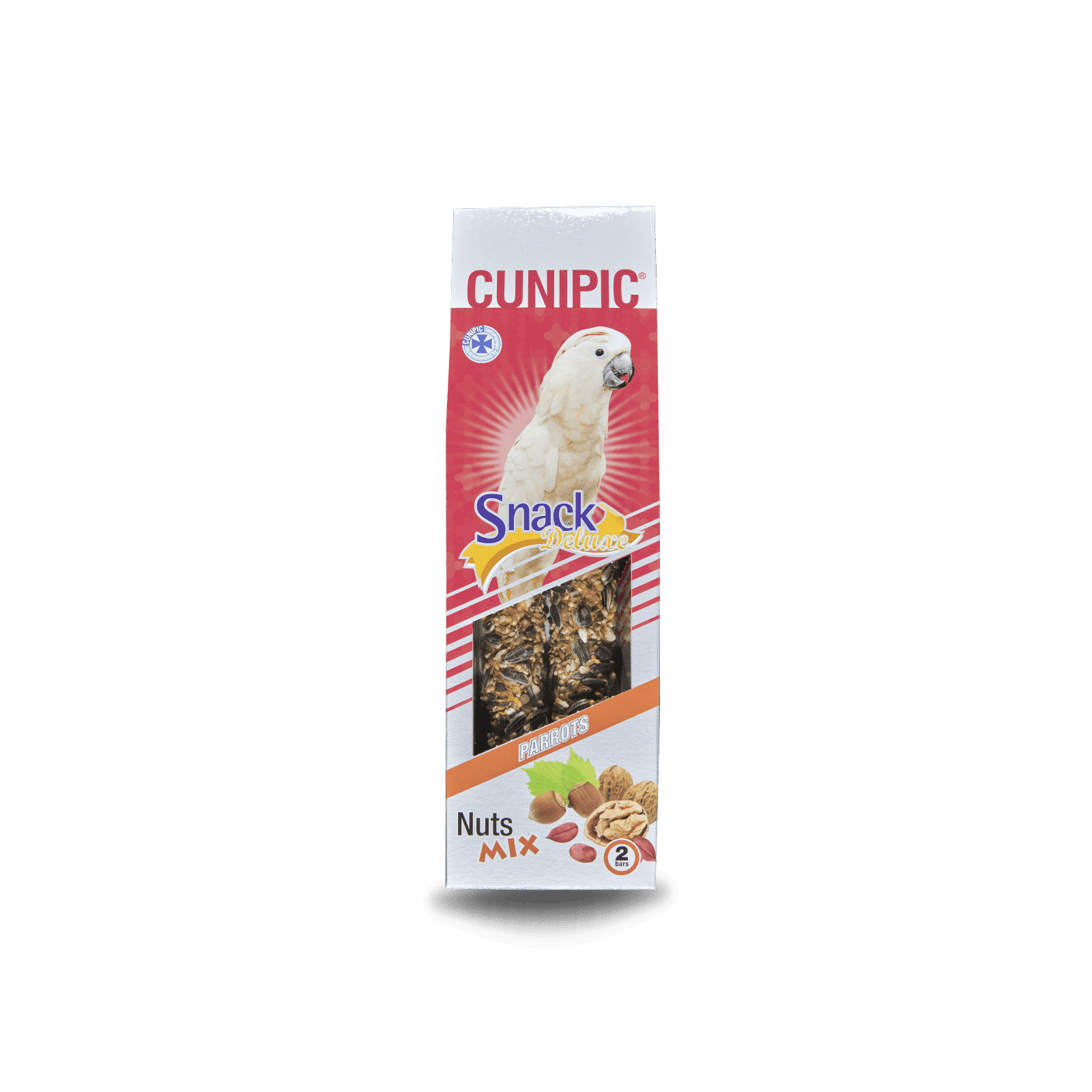 Barritas Snack Deluxe de semillas y frutos secos para loros 130 gr Cunipic