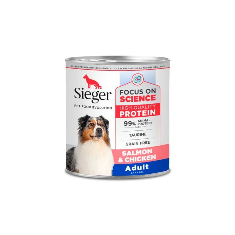 Lata Sieger Perro Adulto Salmon y Pollo 340 gr
